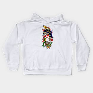 Traditional Classic Woman With Dragon Kids Hoodie